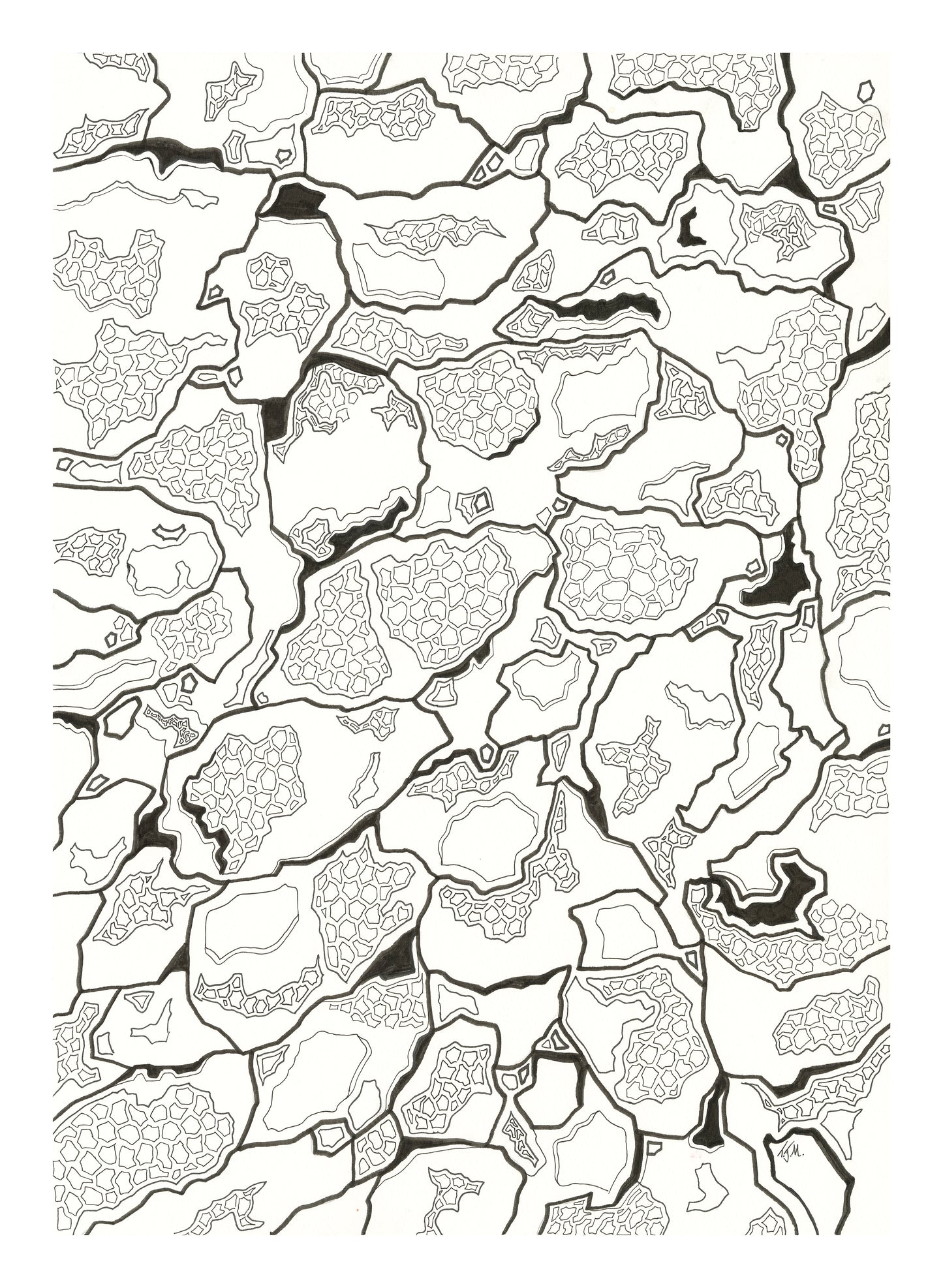 Amethyst wall, black and white print