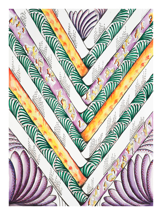 Art Deco fan palm colour print